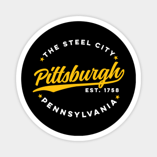 Vintage Pittsburgh Pennsylvania The Steel City USA Black Yellow Magnet